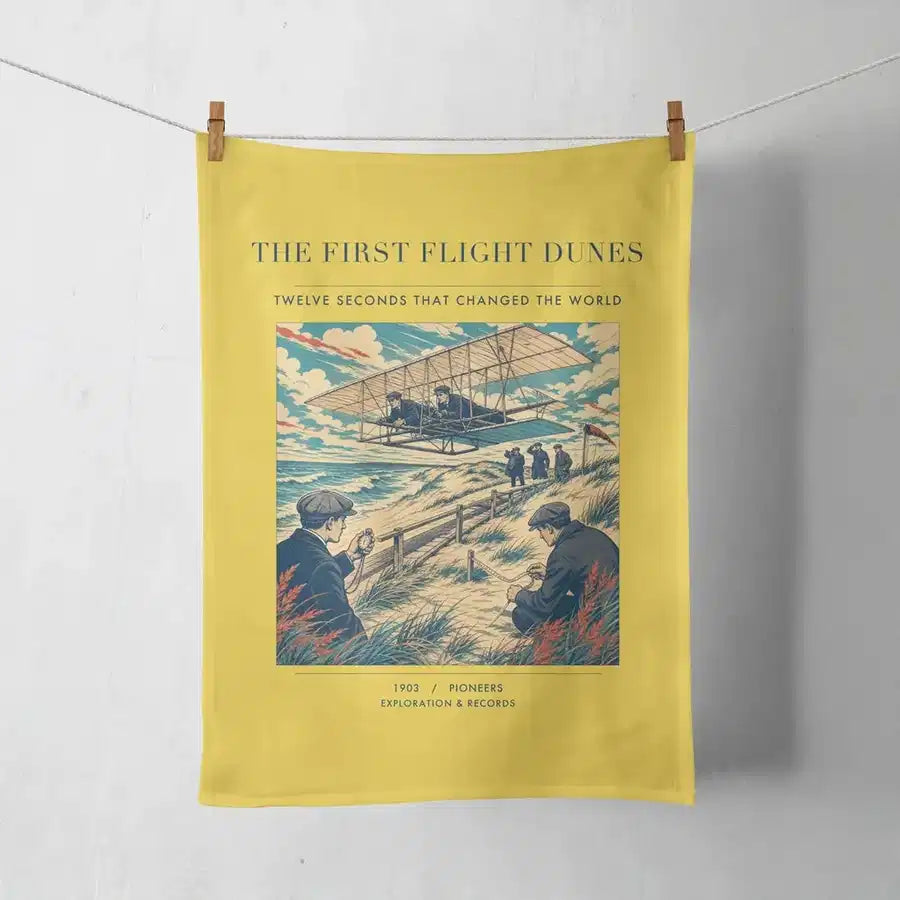 VINTAGE G4000 - The First Flight Dunes - Designed Towels design on yellow
