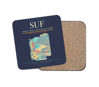 Thumbnail for Lamezia Terme International Airport (SUF) design on navy blue 1 piece coaster