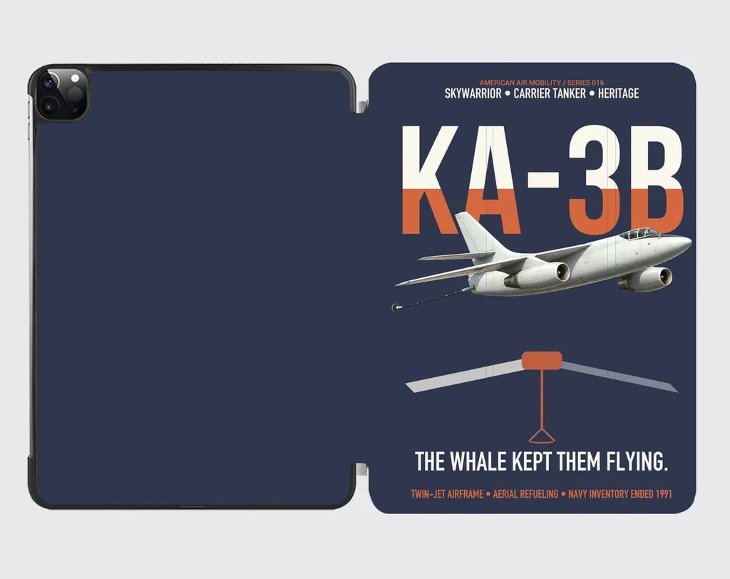 KA-3B Skywarrior design on navy blue ipad tablet case