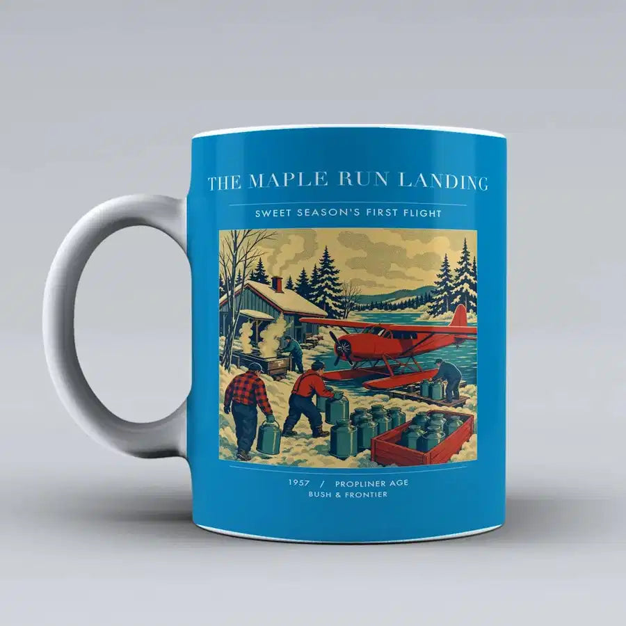 VINTAGE G4398 - The Maple Run Landing - Ceramic Mug design on turquoise
