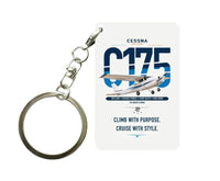 Thumbnail for Cessna 175 Skylark design on white designed key chain, double-side print