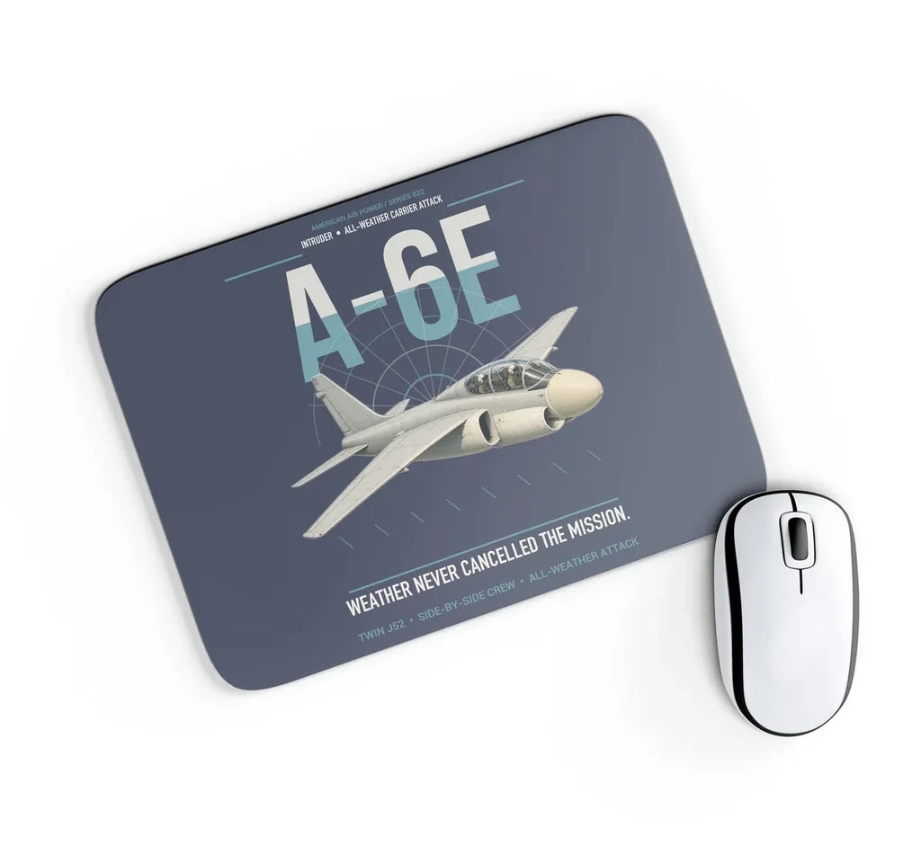 A-6E Intruder design on navy blue rectangle mouse pad