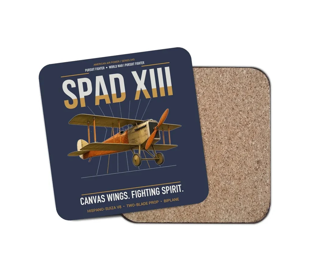 SPAD XIII design on navy blue 1 piece coaster