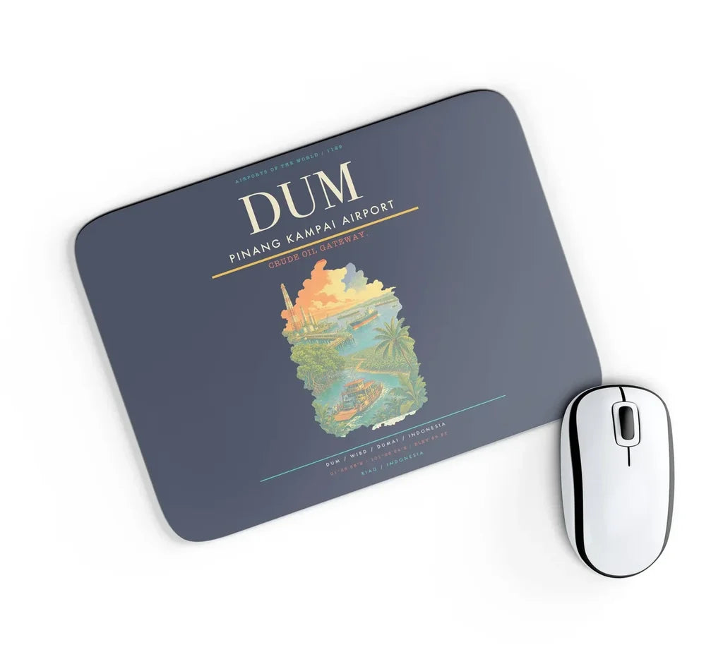 Pinang Kampai Airport (DUM) design on navy blue rectangle mouse pad