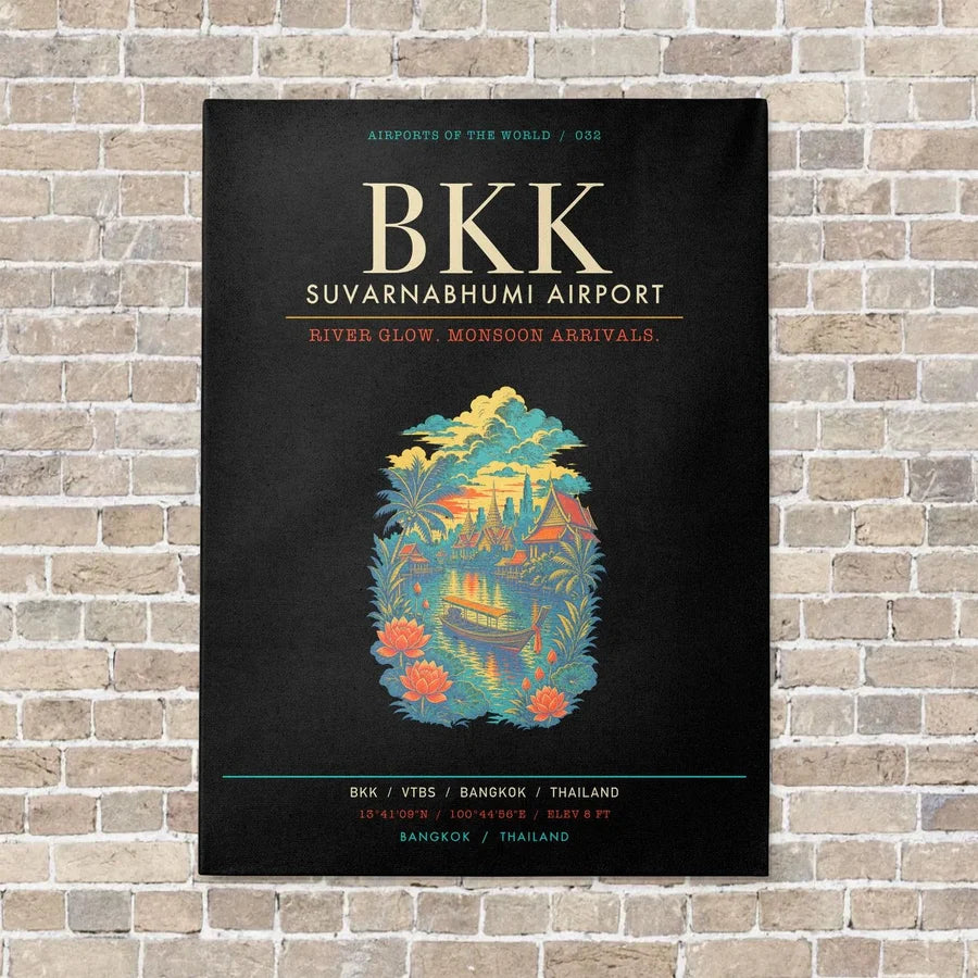 Suvarnabhumi Airport Bangkok BKK - Canvas Framed - Black