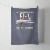 Thumbnail for FJ-1 Fury First Fury Straight Wing design on navy blue towel