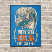 Thumbnail for Every Seat Is A Critical Seat vertical canvas print - framed - turquoise background