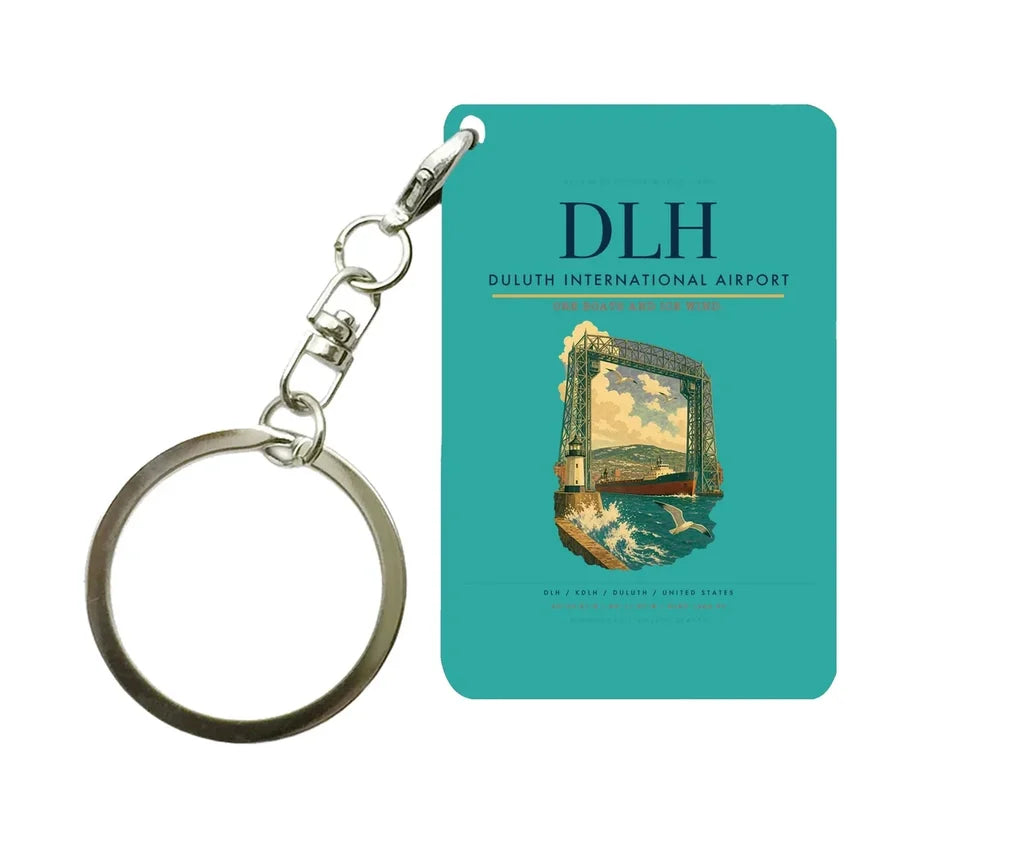 Duluth International Airport (DLH) design on turquoise key chain