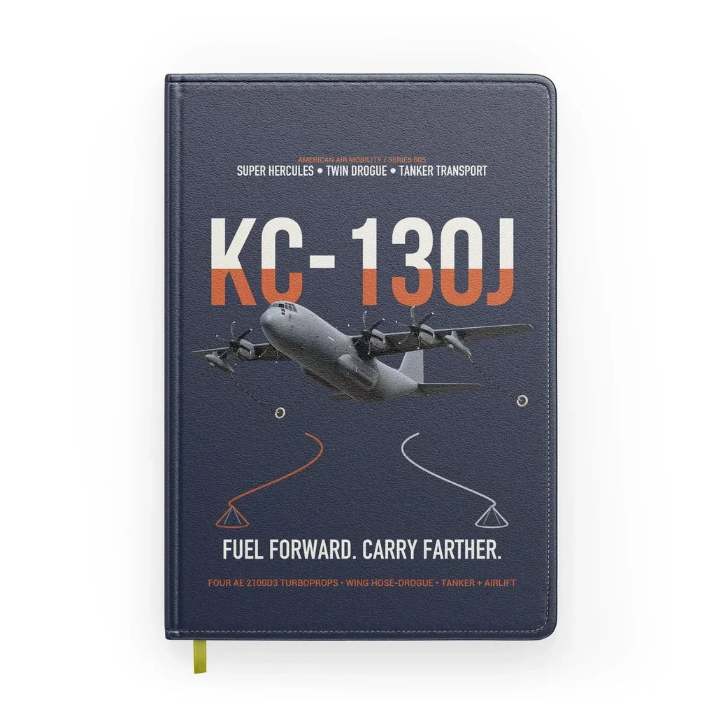 KC-130J SUPER HERCULES design on navy blue notebook