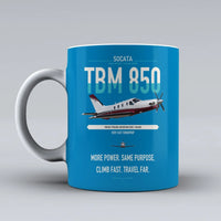 Thumbnail for Socata TBM 850 design on turquoise ceramic mug, double-side print
