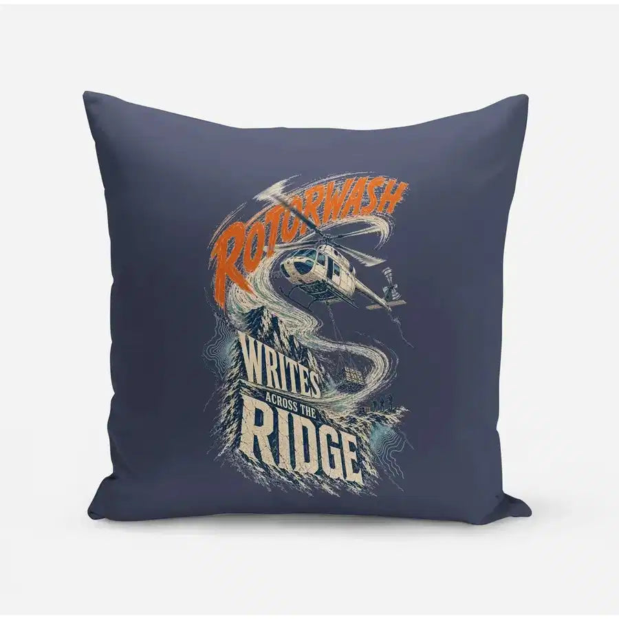 Rotorwash Writes Across The Ridge design on navy blue pillow