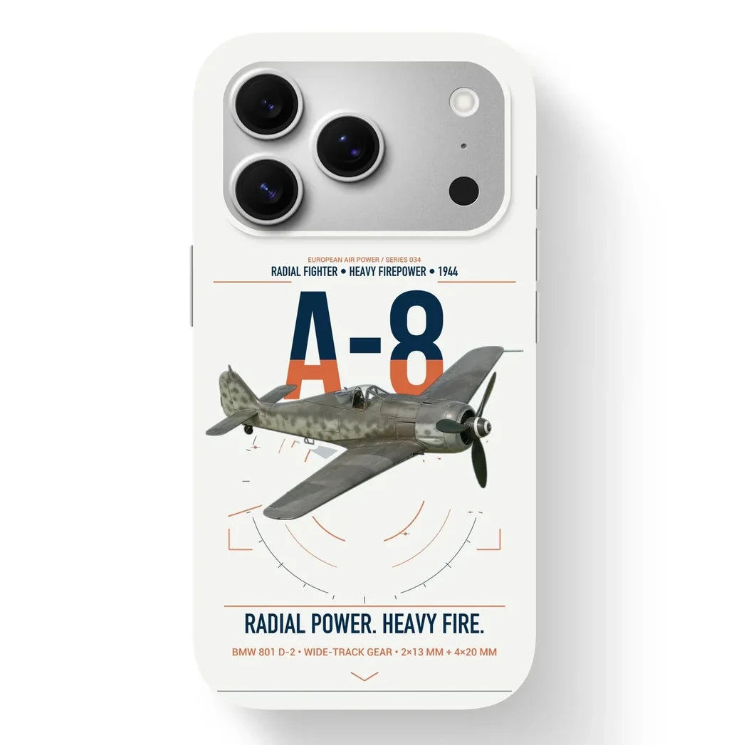 Focke-Wulf Fw 190A-8 design on white magsafe iphone case, for iPhone 17 Pro
