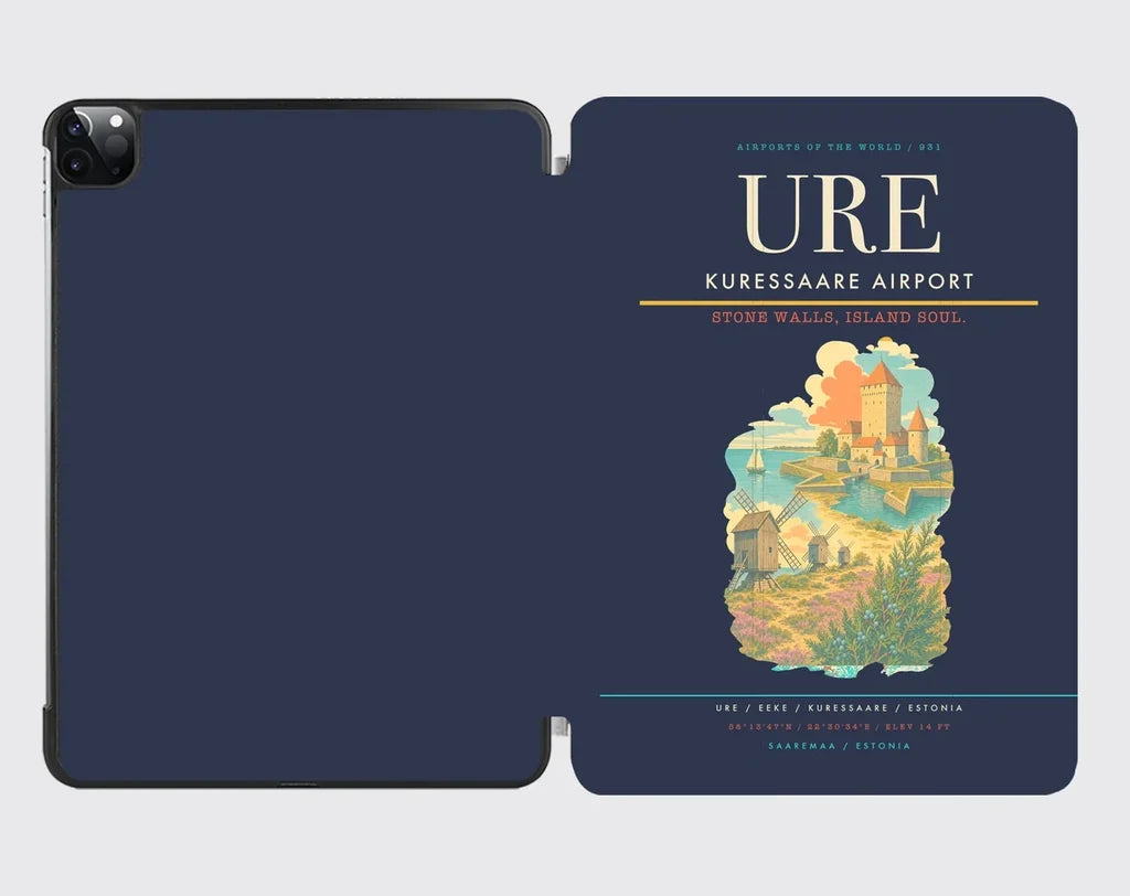 Kuressaare Airport (URE) design on navy blue ipad tablet case