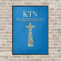 Thumbnail for Ketchikan International Airport KTN vertical canvas print - framed - turquoise background