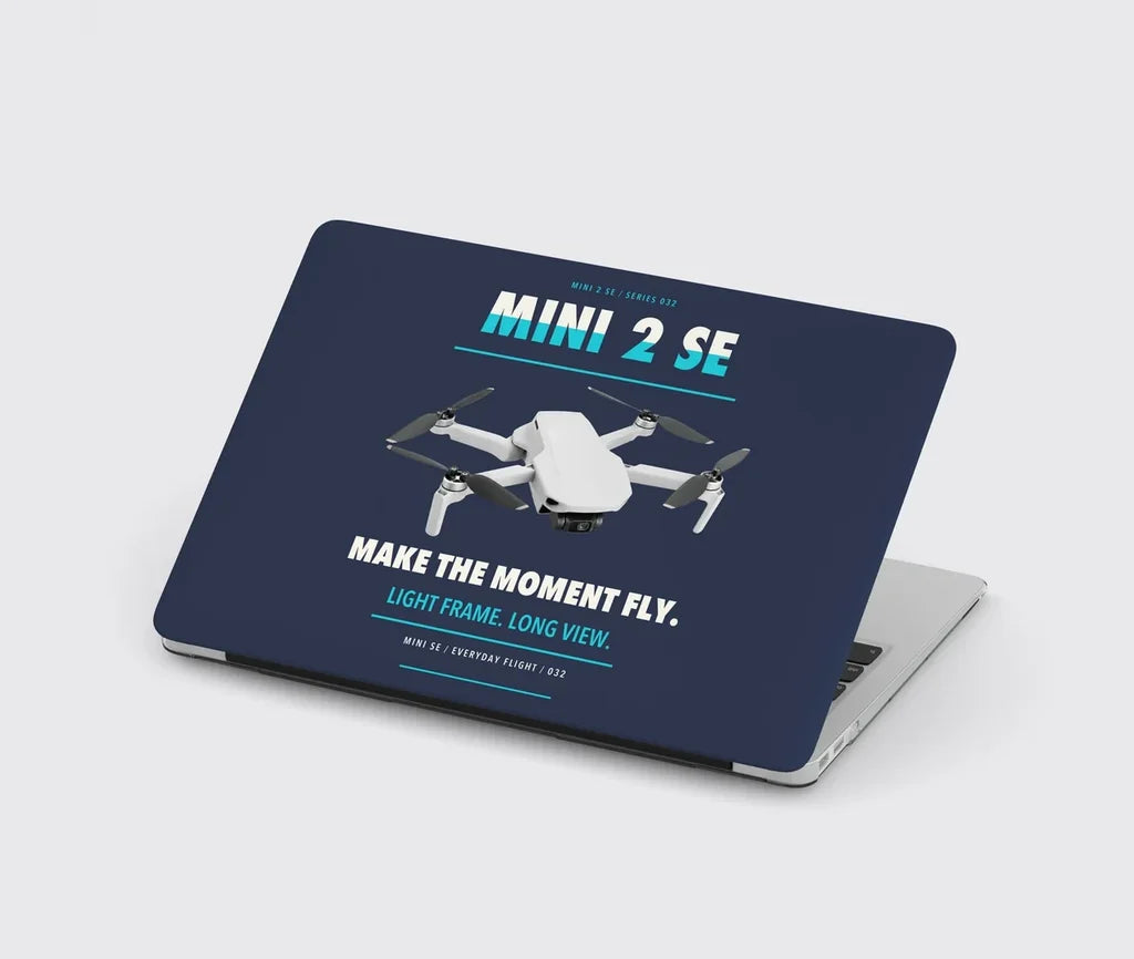 DJI Mini 2 SE design on navy blue MacBook case