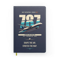 Thumbnail for Boeing 787-9 Dreamliner design on navy blue notebook