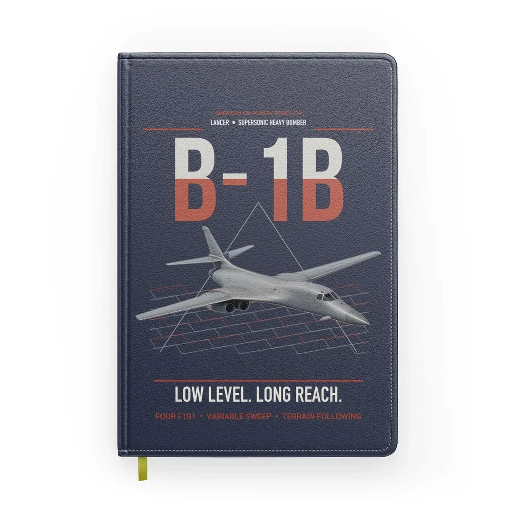 B-1B Lancer design on navy blue notebook