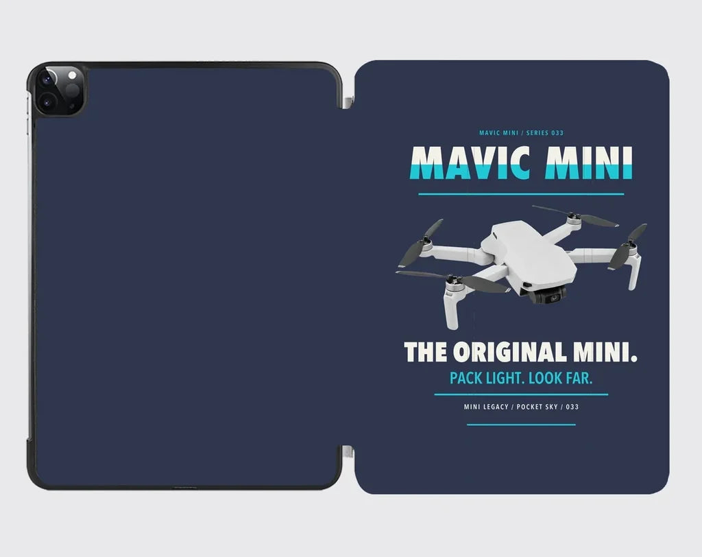 DJI Mavic Mini design on navy blue ipad tablet case