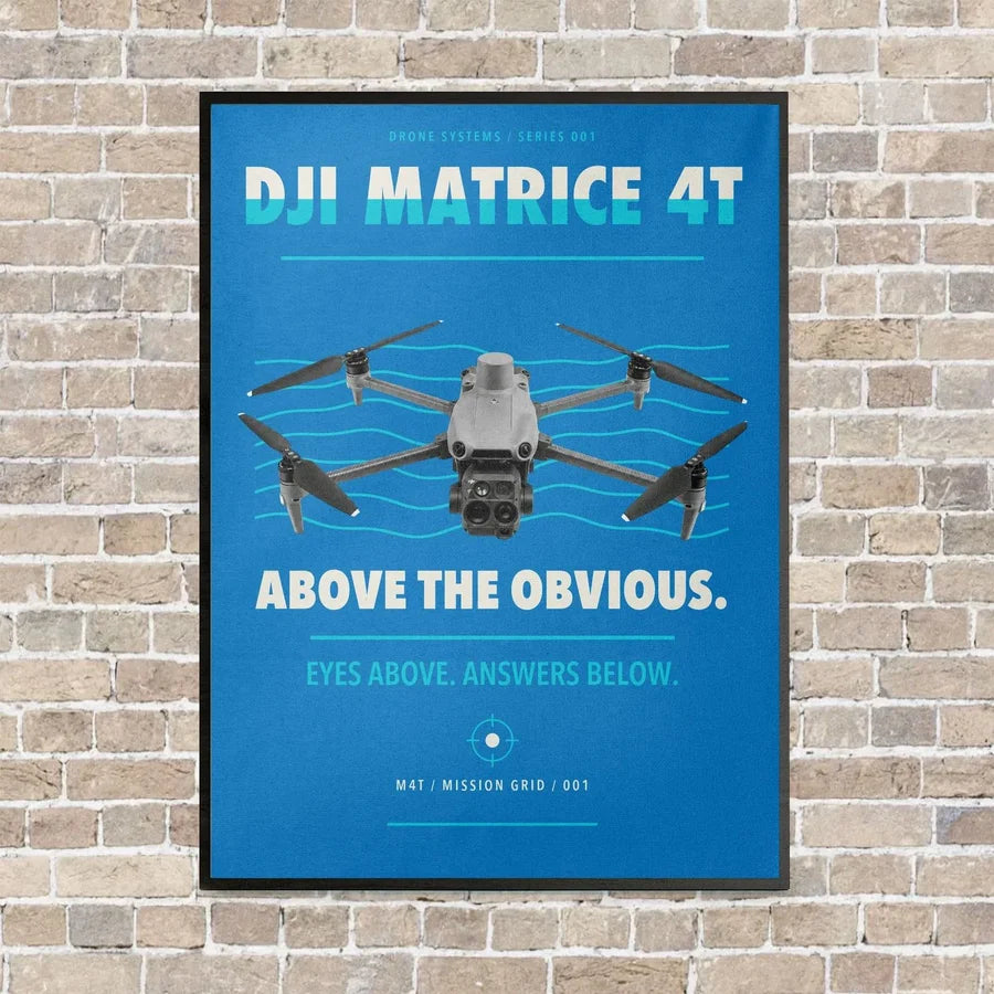 DJI Matrice 4T vertical canvas print - framed - turquoise background