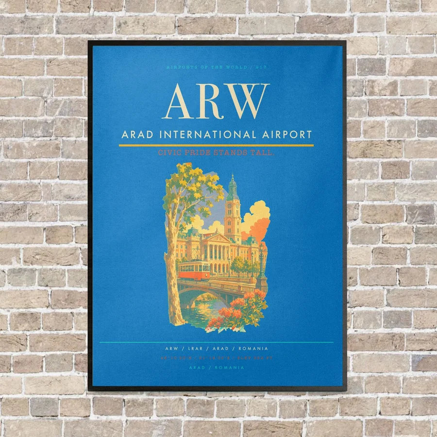 Arad International Airport ARW vertical canvas print - framed - turquoise background