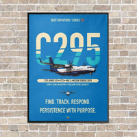 Thumbnail for Airbus C295 Armed ISR vertical canvas print - framed - turquoise background