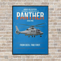 Thumbnail for Airbus Helicopters AS565 MBe Panther vertical canvas print - framed - turquoise background