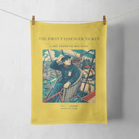 Thumbnail for VINTAGE G4321 - The First Passenger Ticket - Designed Towels design on yellow