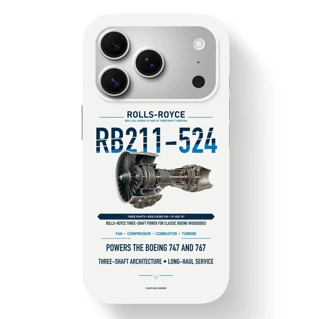RB211-524 Case design on white iphone case
