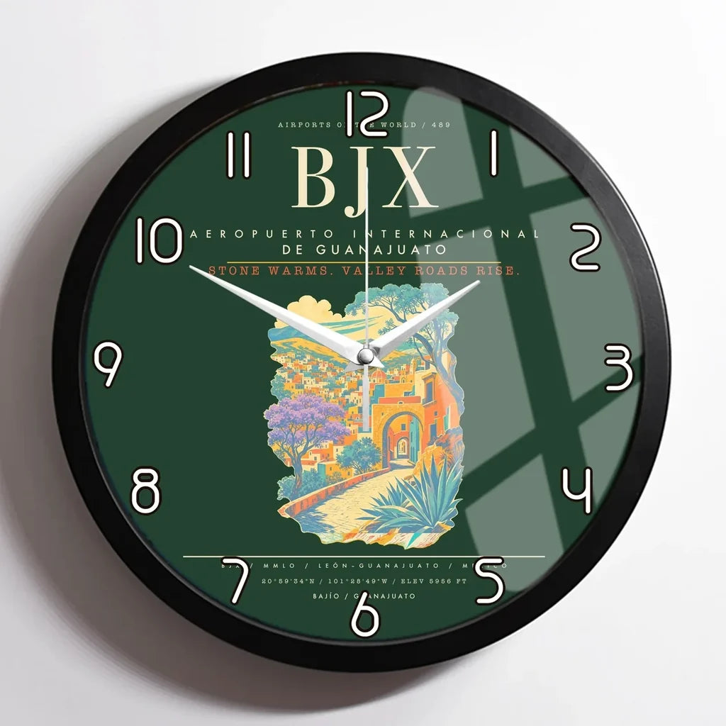 Aeropuerto Internacional de Guanajuato BJX Wall-Clock Framed - Dark Green