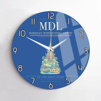 Thumbnail for Mandalay International Airport (MDL) design on blue no frame wall clock