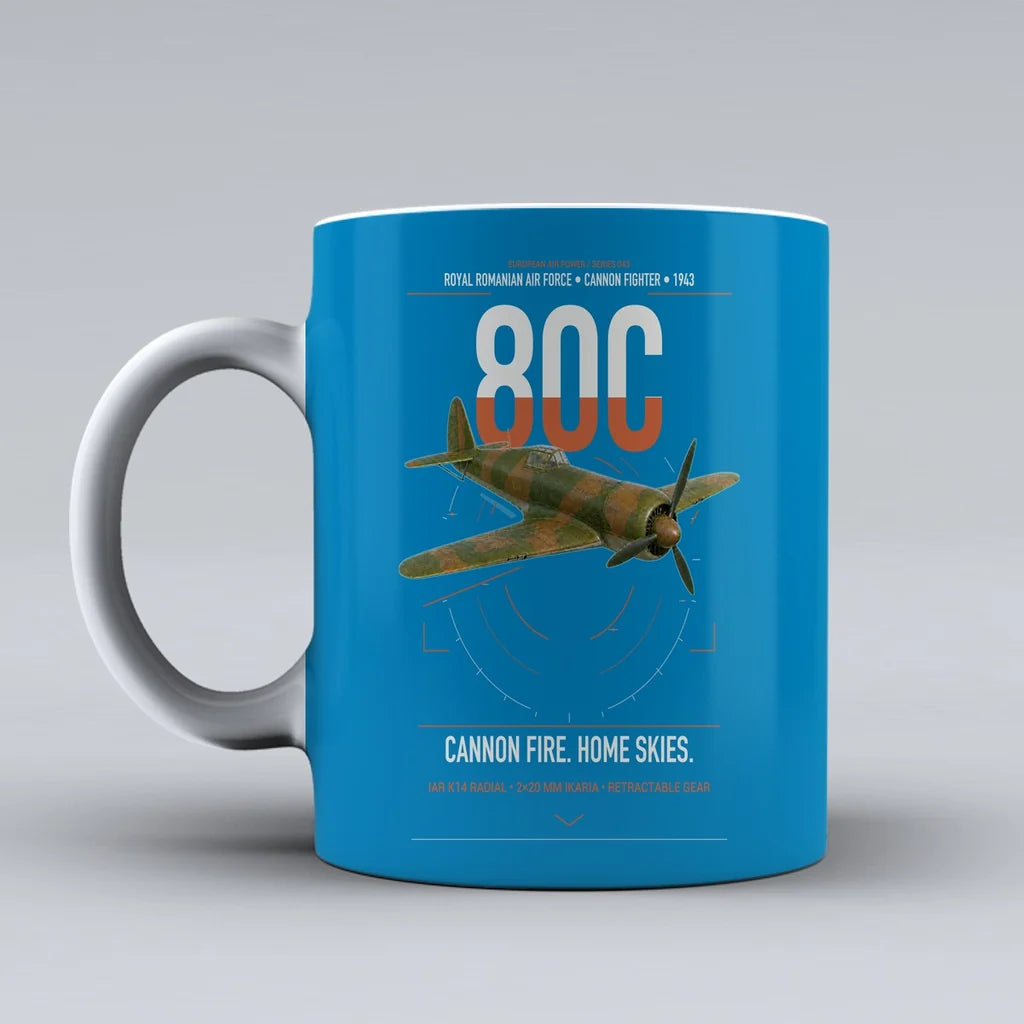 IAR 80C design on turquoise ceramic mug, double-side print