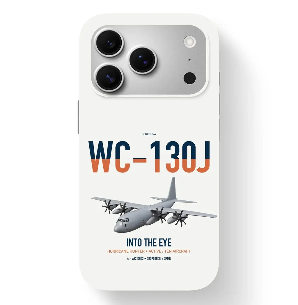 WC-130J Hurricane Hunter design on white magsafe iphone case, for iPhone 17 Pro