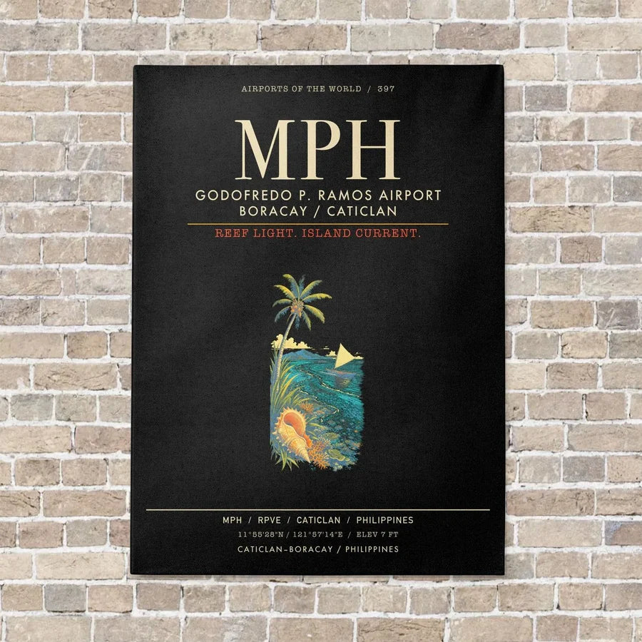 Godofredo P Ramos Airport Boracay Caticlan MPH - Canvas Framed - Black