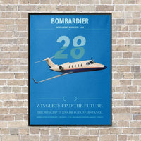 Thumbnail for Bombardier Learjet 28 vertical canvas print - framed - turquoise background