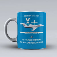 Thumbnail for Cessna Citation X+ design on turquoise ceramic mug, double-side print