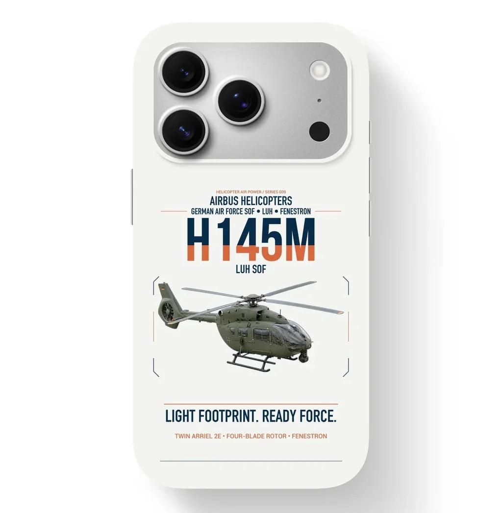 Airbus Helicopters H145M LUH SOF design on white magsafe iphone case, for iPhone 17 Pro