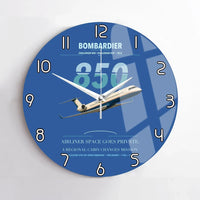 Thumbnail for Bombardier Challenger 850 design on blue no frame wall clock