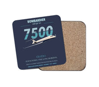 Thumbnail for Bombardier Global 7500 design on navy blue 1 piece coaster