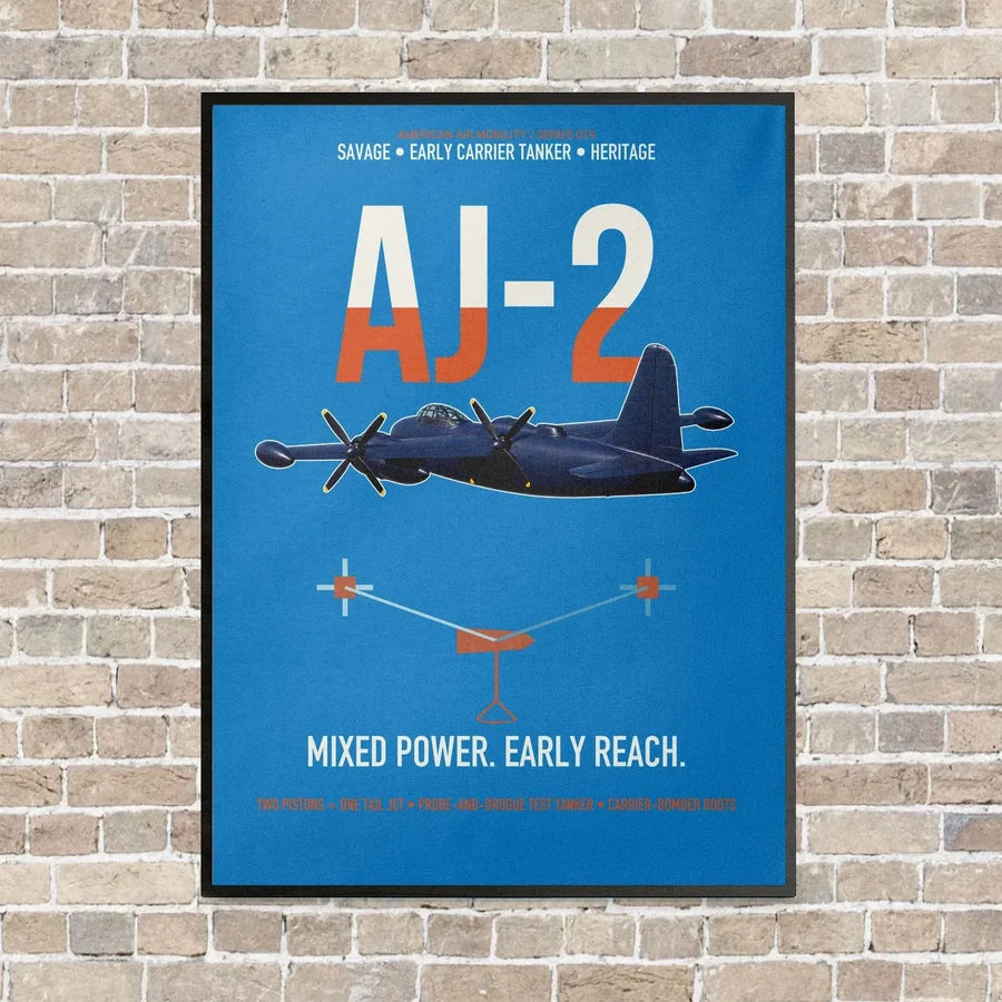 AJ-2 Savage Tanker vertical canvas print - framed - turquoise background