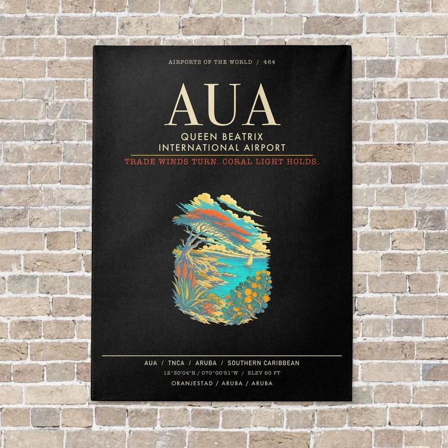 Queen Beatrix International Airport AUA - Canvas Framed - Black