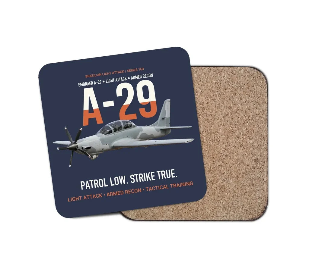 A-29 Super Tucano Light Attack design on navy blue 1 piece coaster