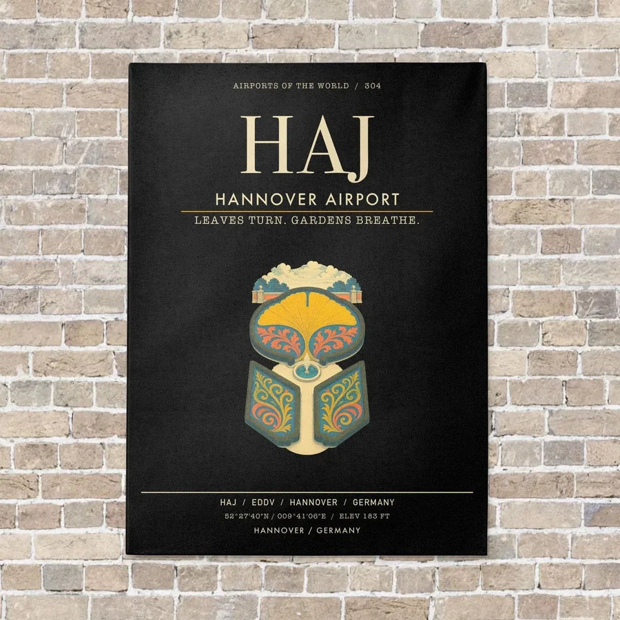 Hannover Airport HAJ - Canvas Framed - Black