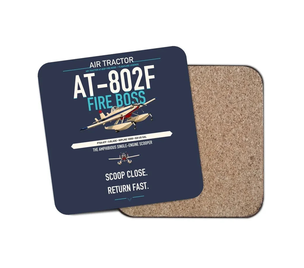 Air Tractor AT-802F Fire Boss design on navy blue 1 piece coaster