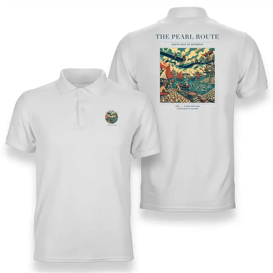 VINTAGE G4072 - The Pearl Route - Double-Side Polo T-Shirt design on white