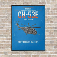 Thumbnail for Sikorsky CH-53E Super Stallion vertical canvas print - framed - turquoise background
