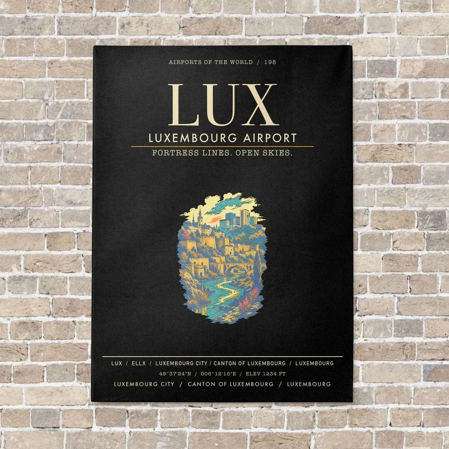 Luxembourg Airport LUX - Canvas Framed - Black