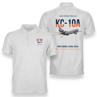 Thumbnail for KC-10A EXTENDER design on white double-side polo t-shirt, double-side print