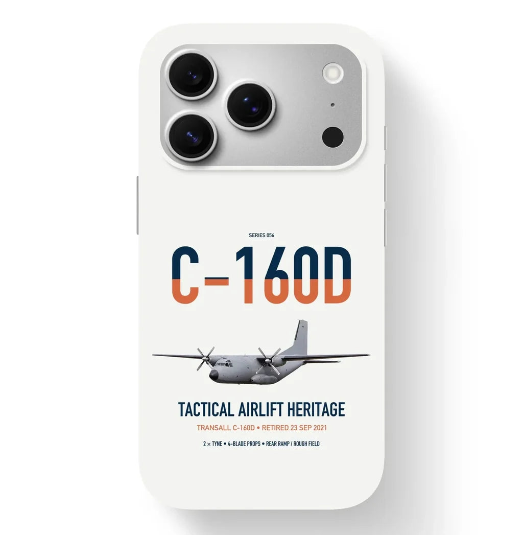 Transall C-160D design on white magsafe iphone case, for iPhone 17 Pro