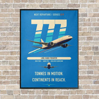 Thumbnail for Boeing 777F vertical canvas print - framed - turquoise background