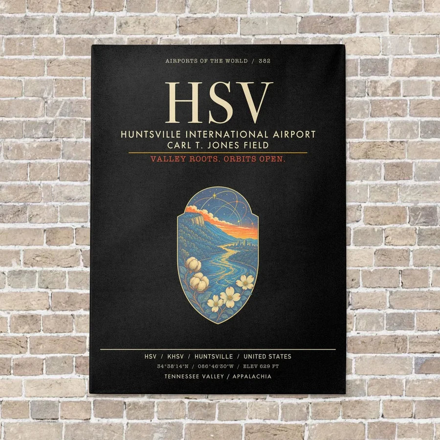 Huntsville International Airport HSV - Canvas Framed - Black